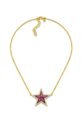 Pink Tourmaline Kite Star Necklace