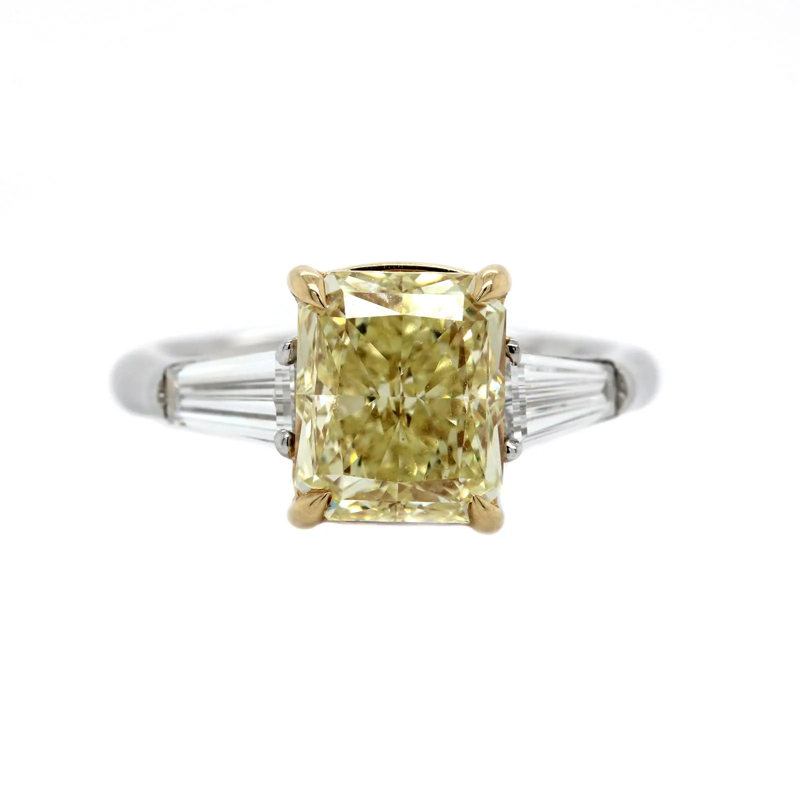 Platinum and 18K Yellow Gold Radiant Cut Diamond Engagement Ring