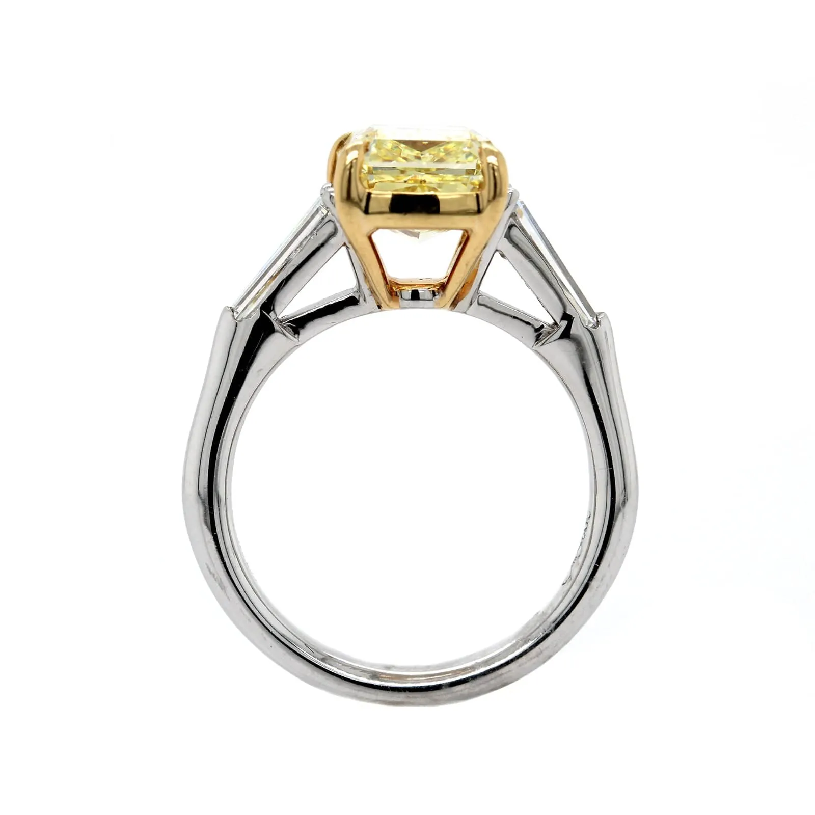 Platinum and 18K Yellow Gold Radiant Cut Diamond Engagement Ring