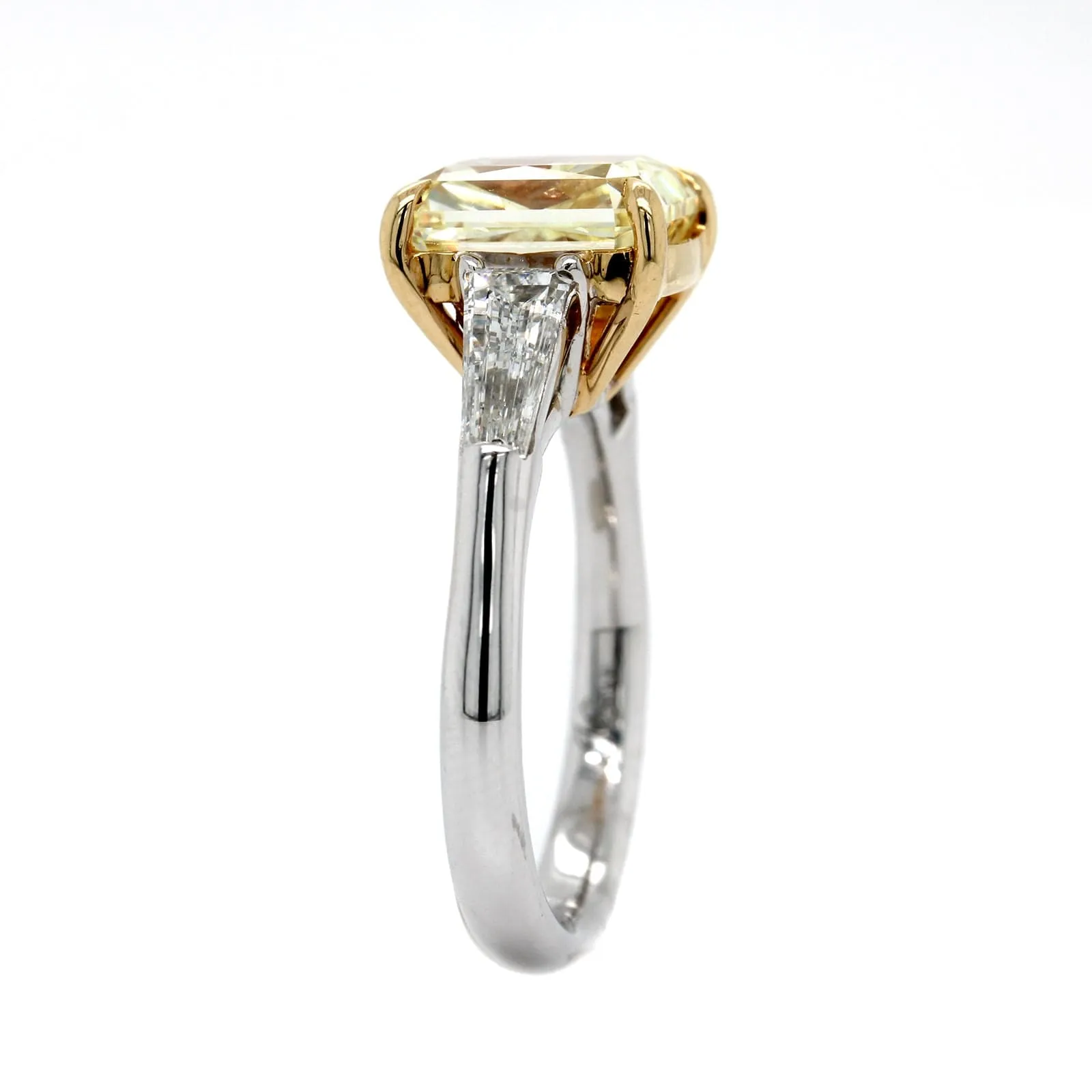 Platinum and 18K Yellow Gold Radiant Cut Diamond Engagement Ring