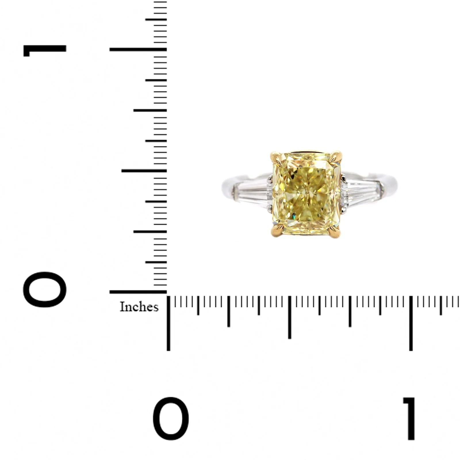 Platinum and 18K Yellow Gold Radiant Cut Diamond Engagement Ring