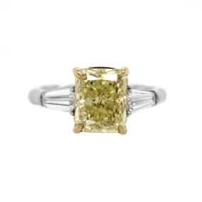 Platinum and 18K Yellow Gold Radiant Cut Diamond Engagement Ring