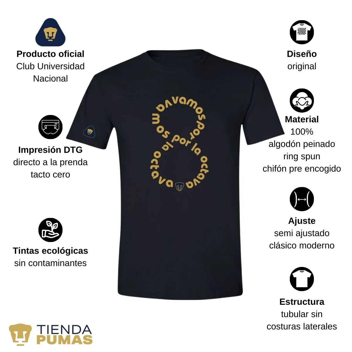 Playera Hombre Pumas UNAM octava