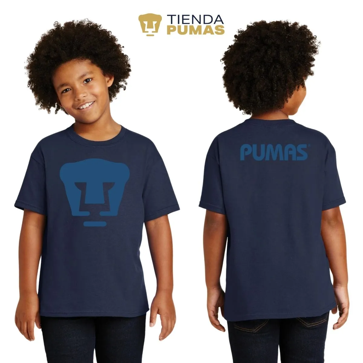 Playera Nios Pumas UNAM Logo Azul