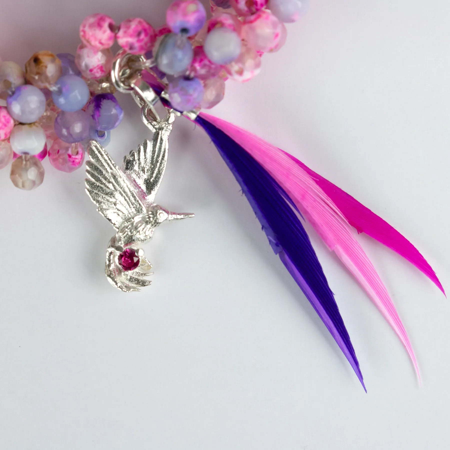 Pulsera Anudada - Colibrí Pastel