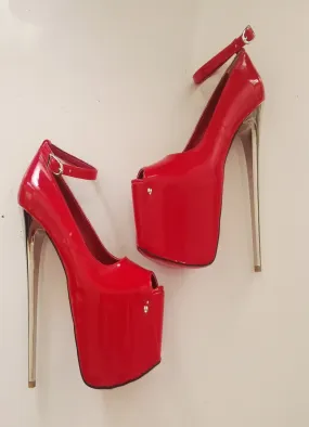 Red Silver 18-19 cm High Heel Platform Shoes