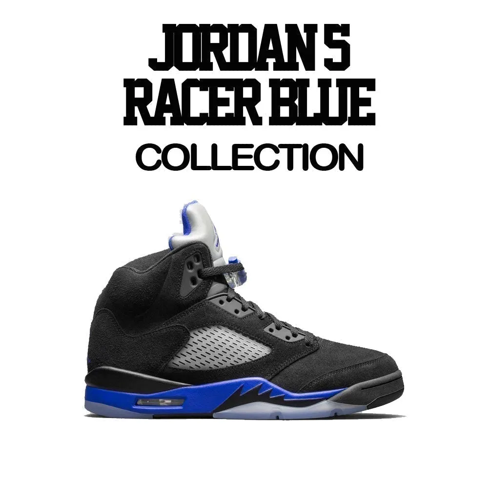 Retro 5 Racer Blue Shirt - Dripping Greatness - Black