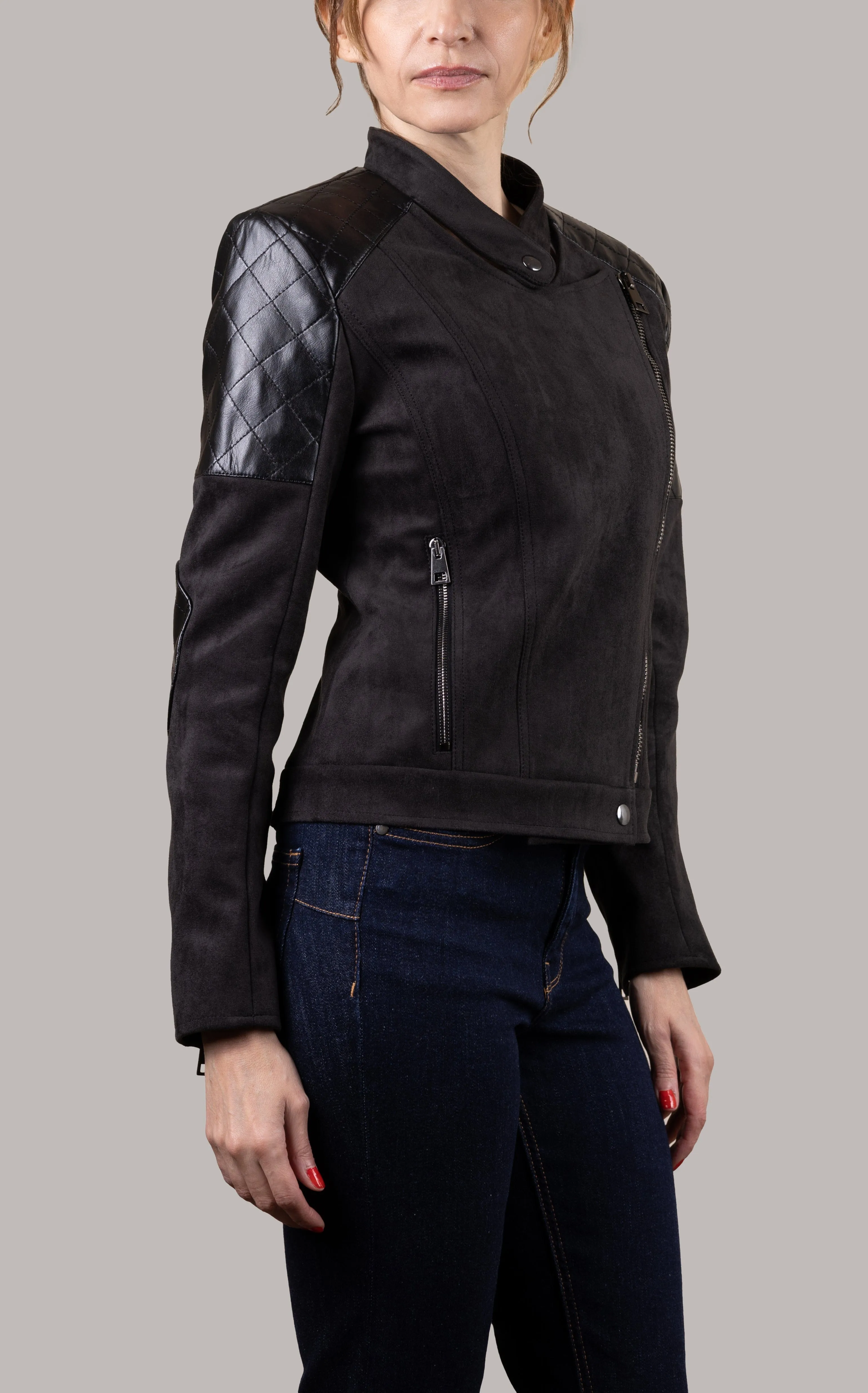 Rockstar Vegan Suede Biker Jacket | Black