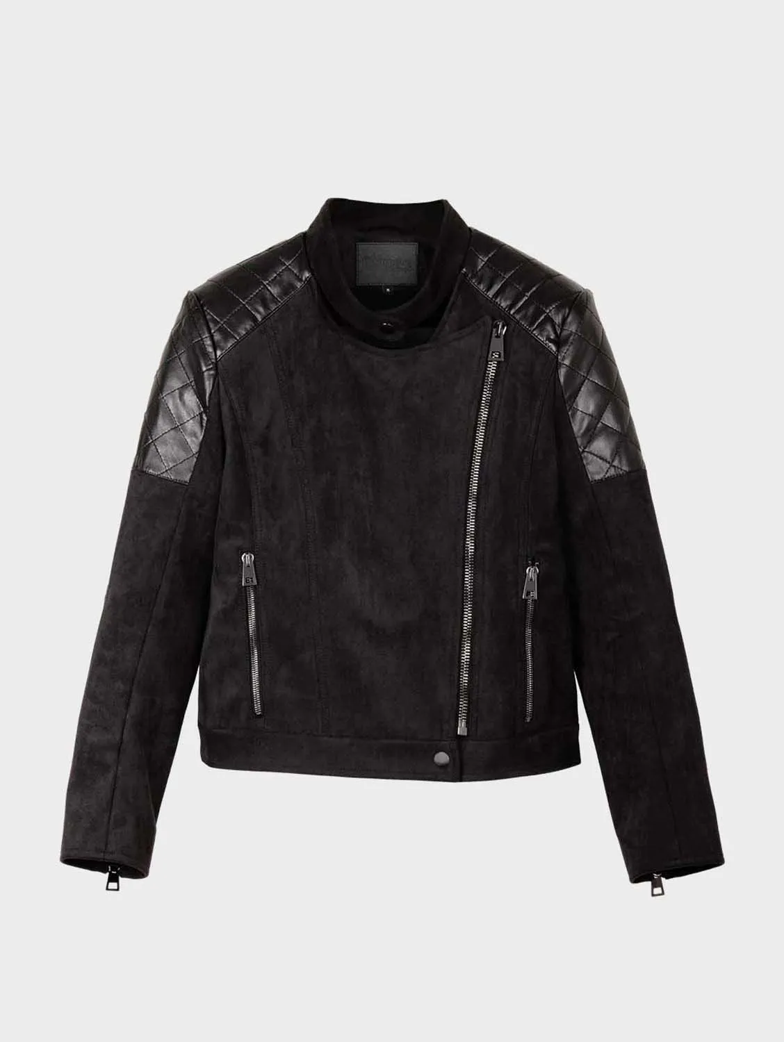 Rockstar Vegan Suede Biker Jacket | Black