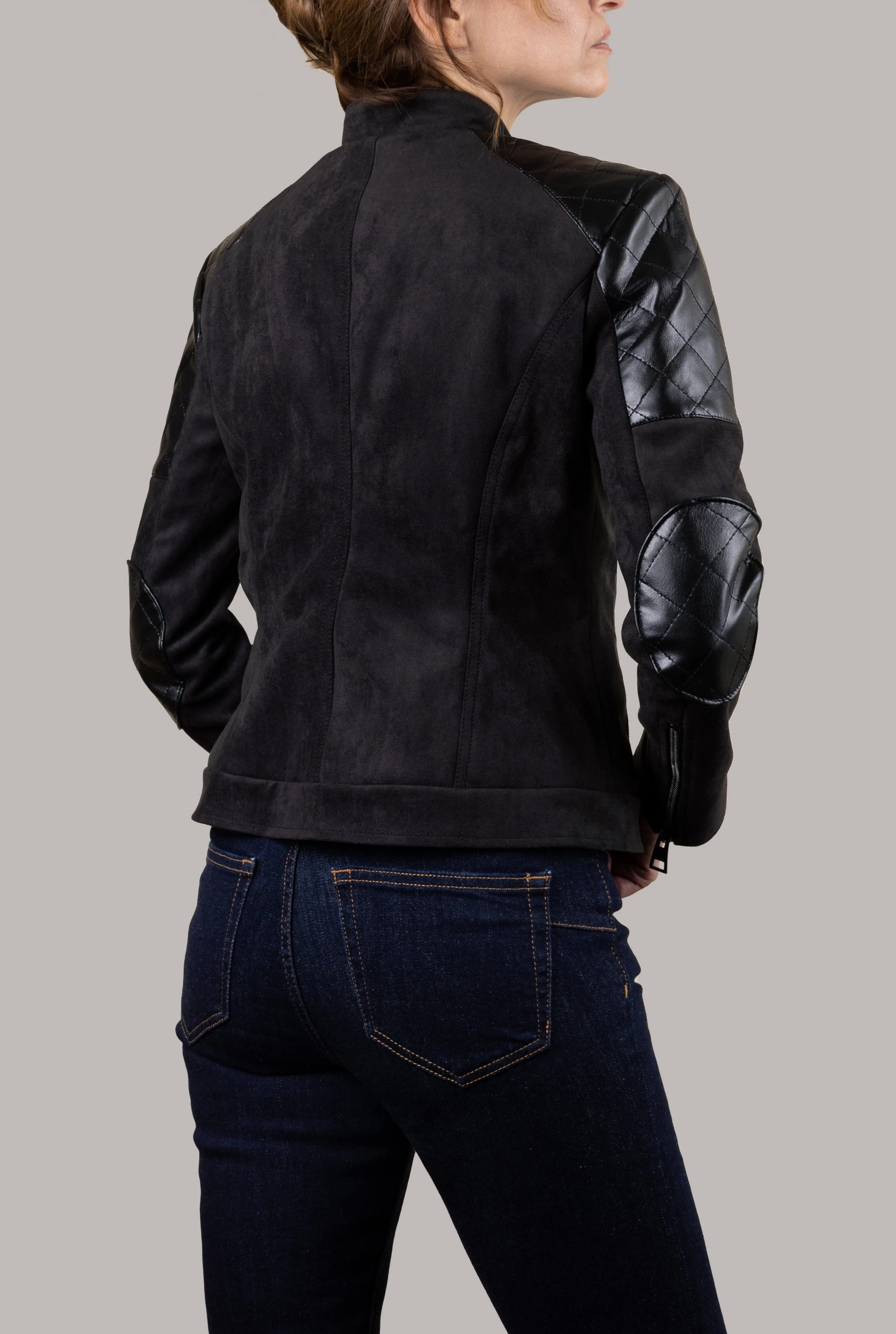 Rockstar Vegan Suede Biker Jacket | Black