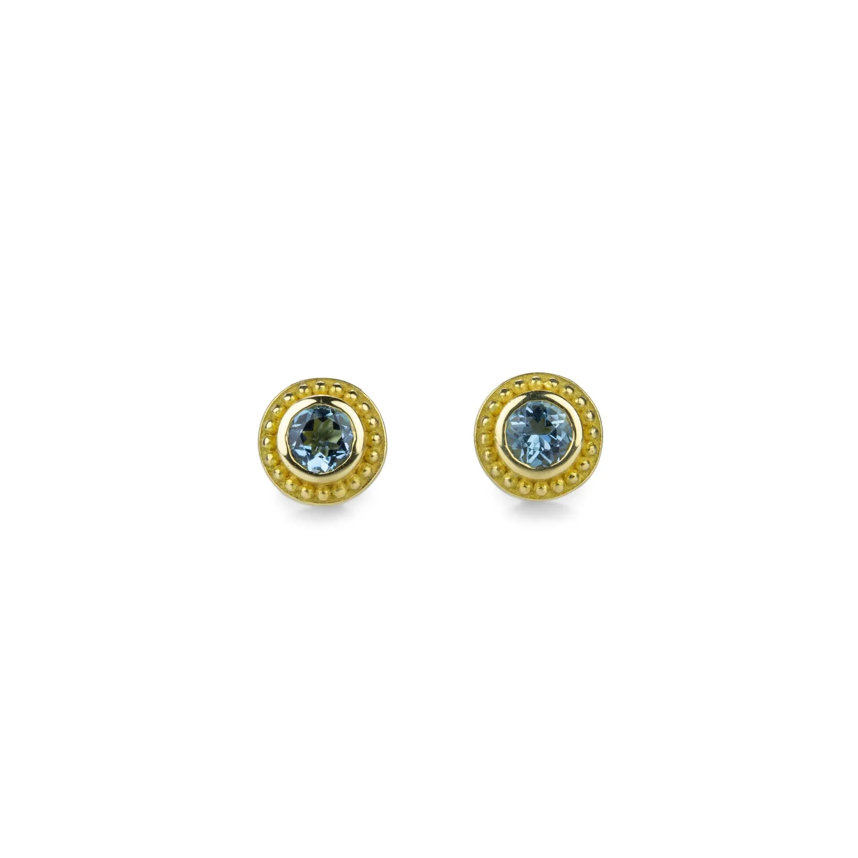 Round Aquamarine Studs