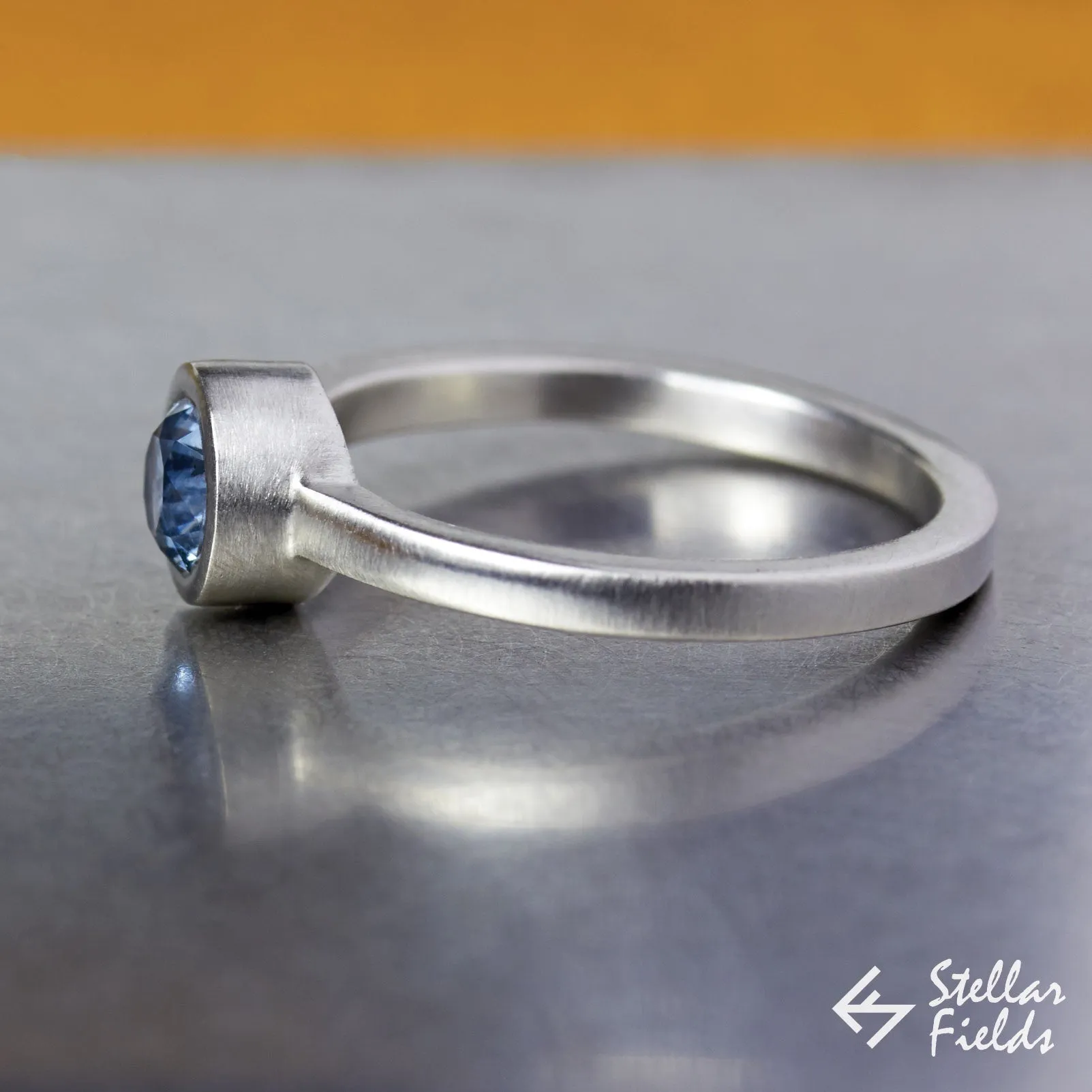 Round Bezel Minimal Engagement Ring