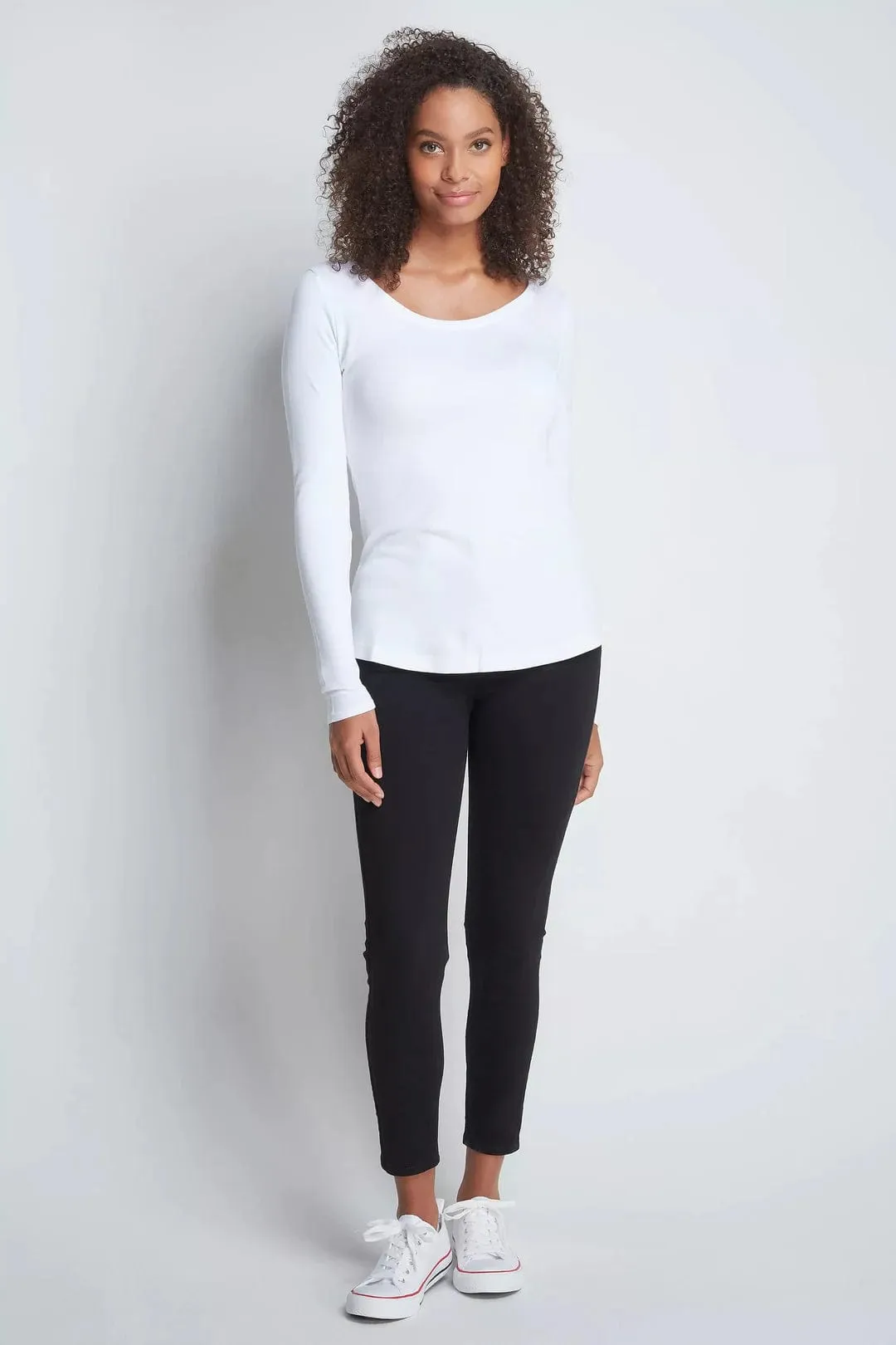 Scoop Neck Long Sleeve Cotton TENCEL Modal Blend T-shirt | Multiple Colours