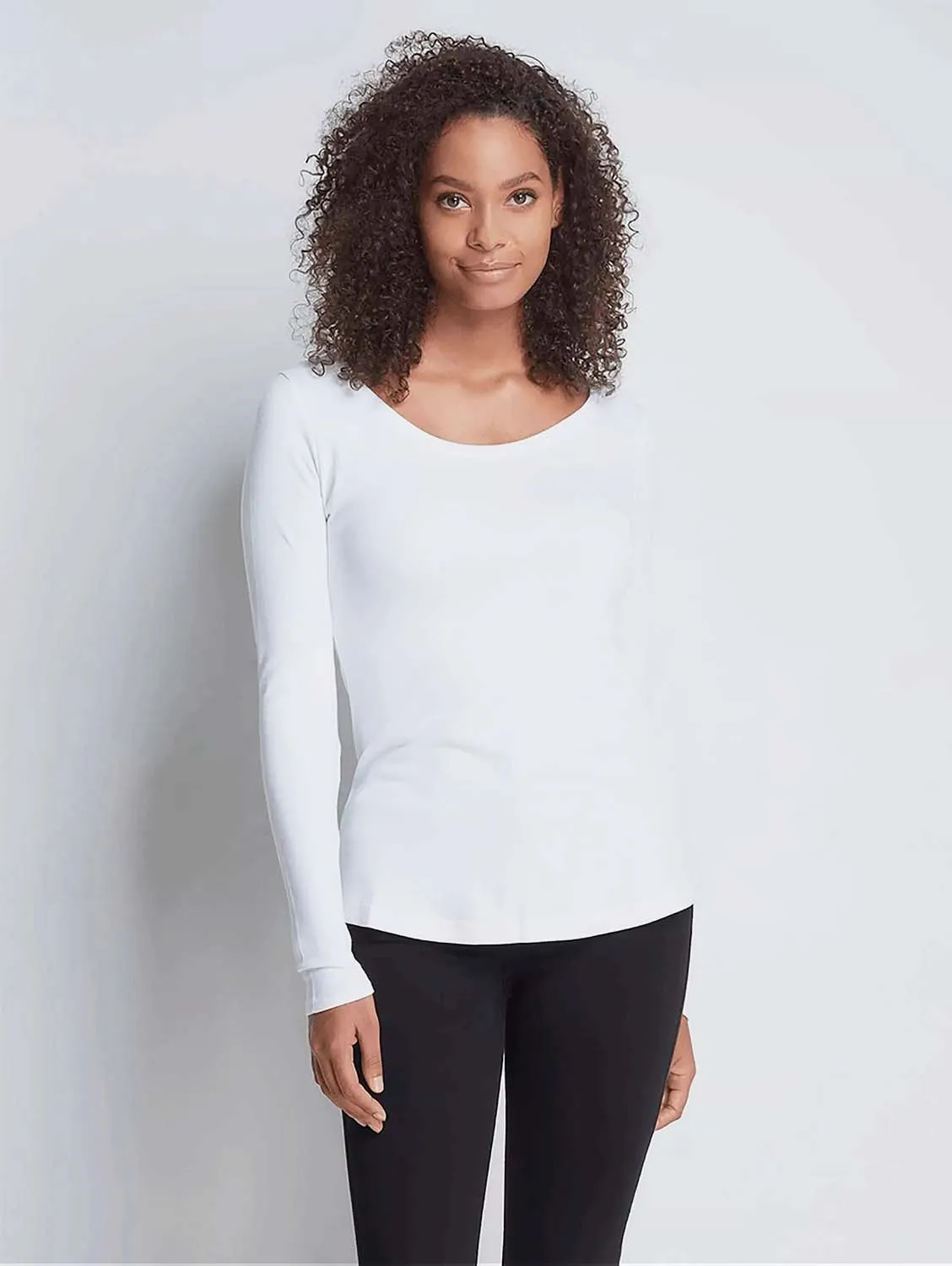 Scoop Neck Long Sleeve Cotton TENCEL Modal Blend T-shirt | Multiple Colours