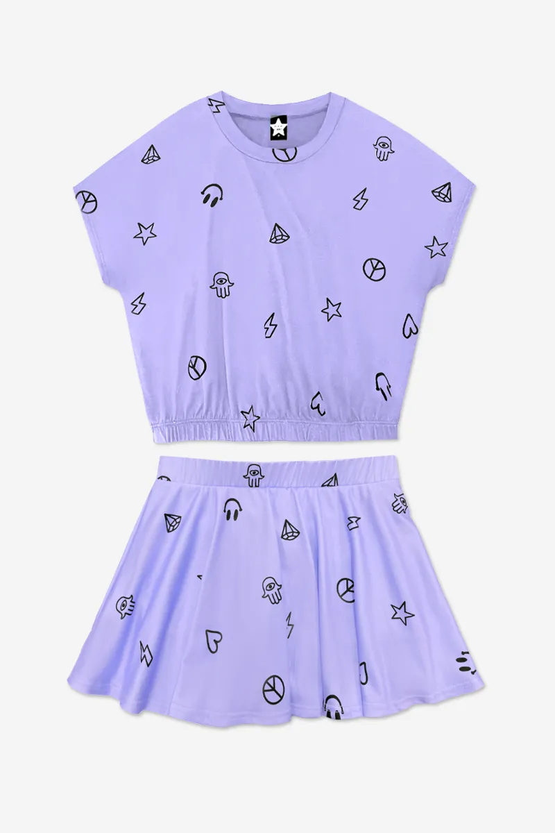 Simply Soft Dolman Tee & Skort - Lilac Emojis