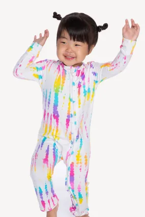 Simply Soft Footless Onesie - White Rainbow Batik