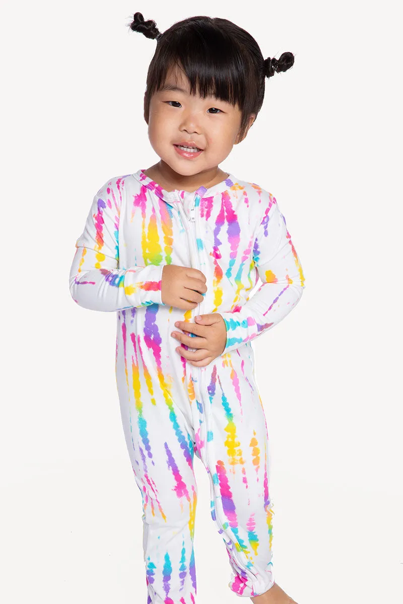 Simply Soft Footless Onesie - White Rainbow Batik