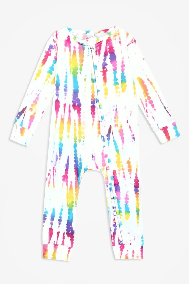 Simply Soft Footless Onesie - White Rainbow Batik