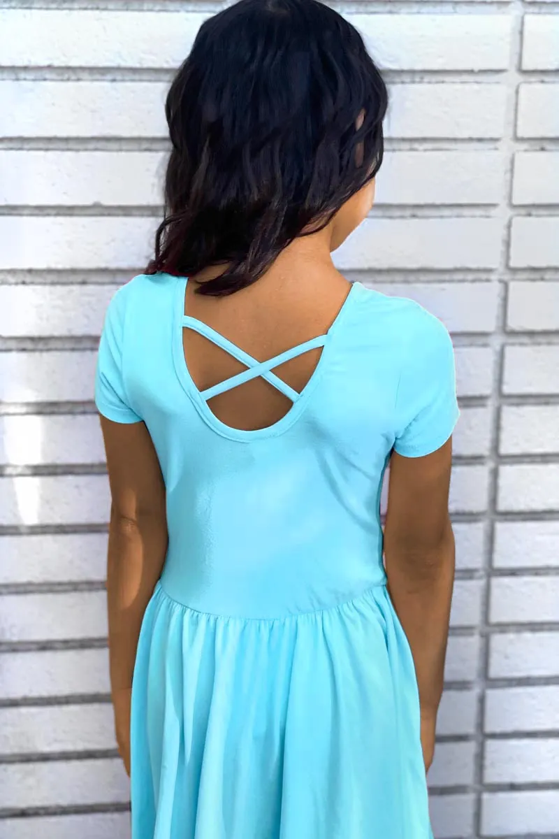 Simply Soft Short Sleeve Be Happy Dress - Tropical Aqua