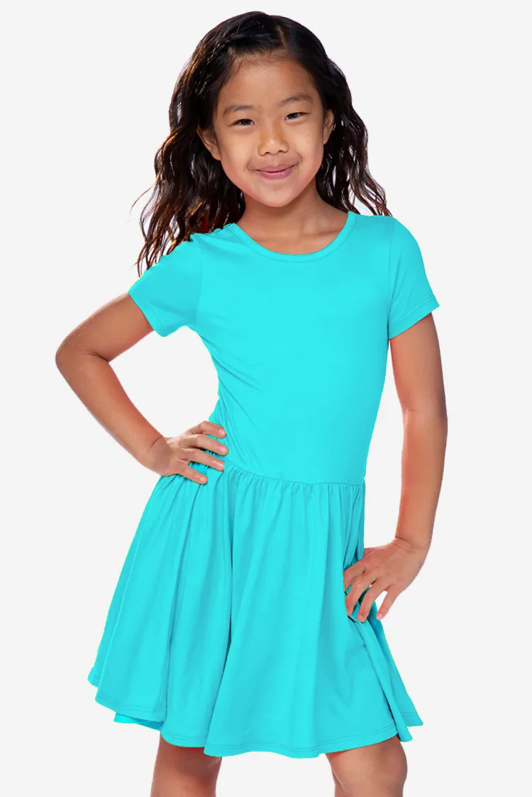 Simply Soft Short Sleeve Be Happy Dress - Tropical Aqua