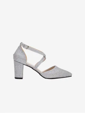 Sina Vegan Glitter Wedding Heels | Silver