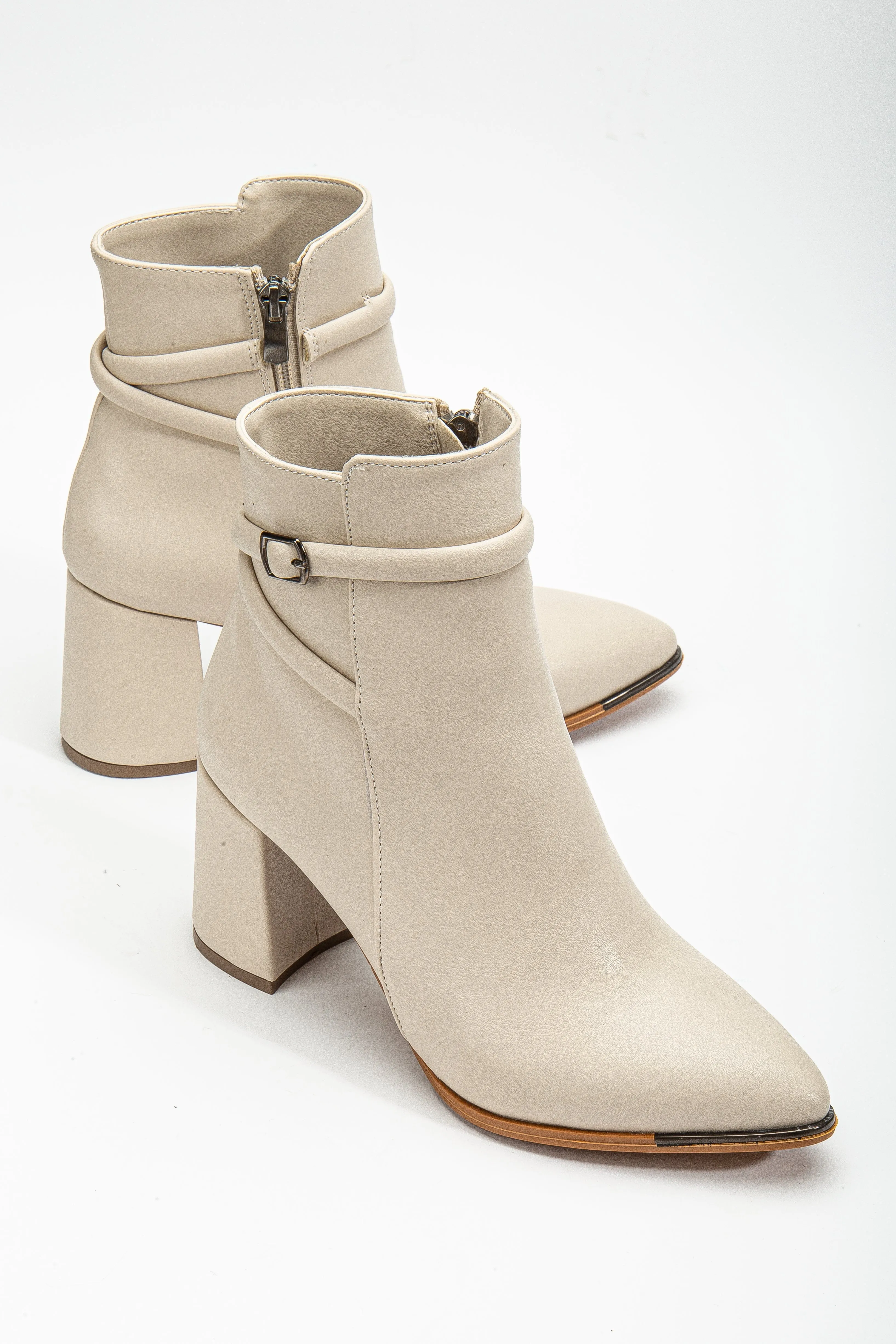 Solange Vegan Suede Heeled Ankle Boots | Beige