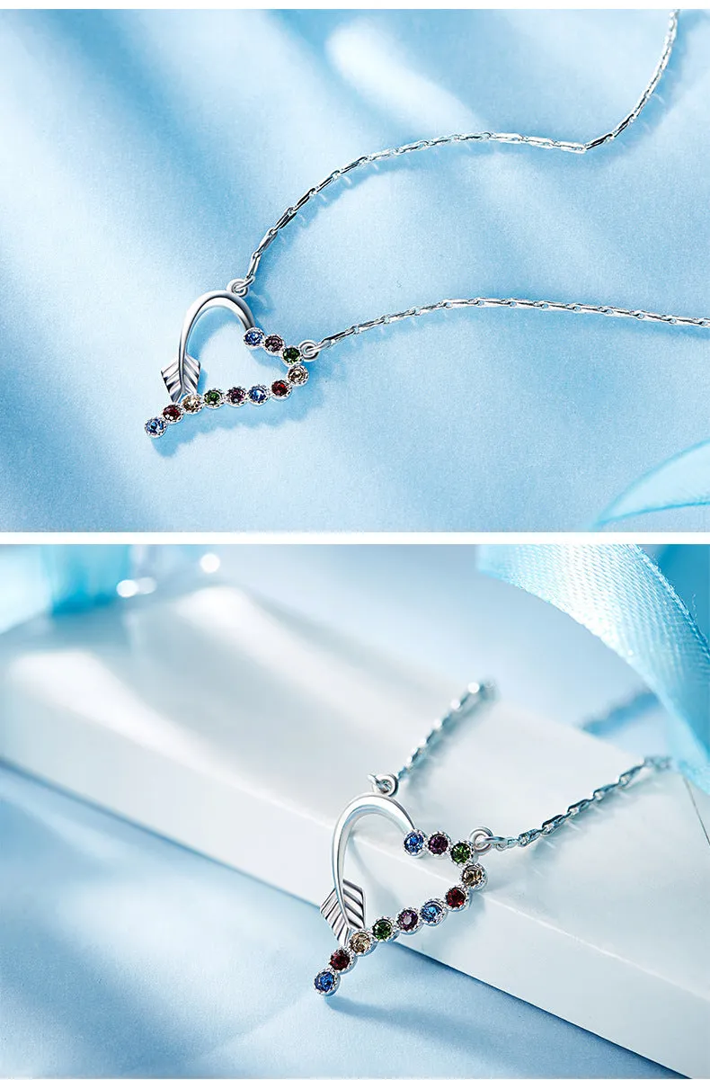 Sterling silver cute colorful heart necklace