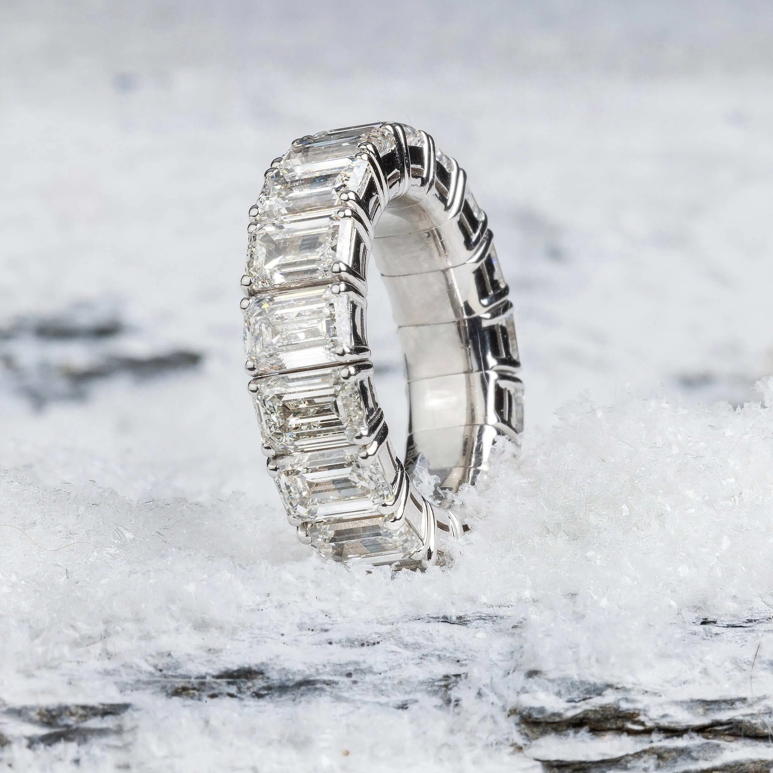 Stretch & Stack Emerald Cut Diamond Eternity Rings