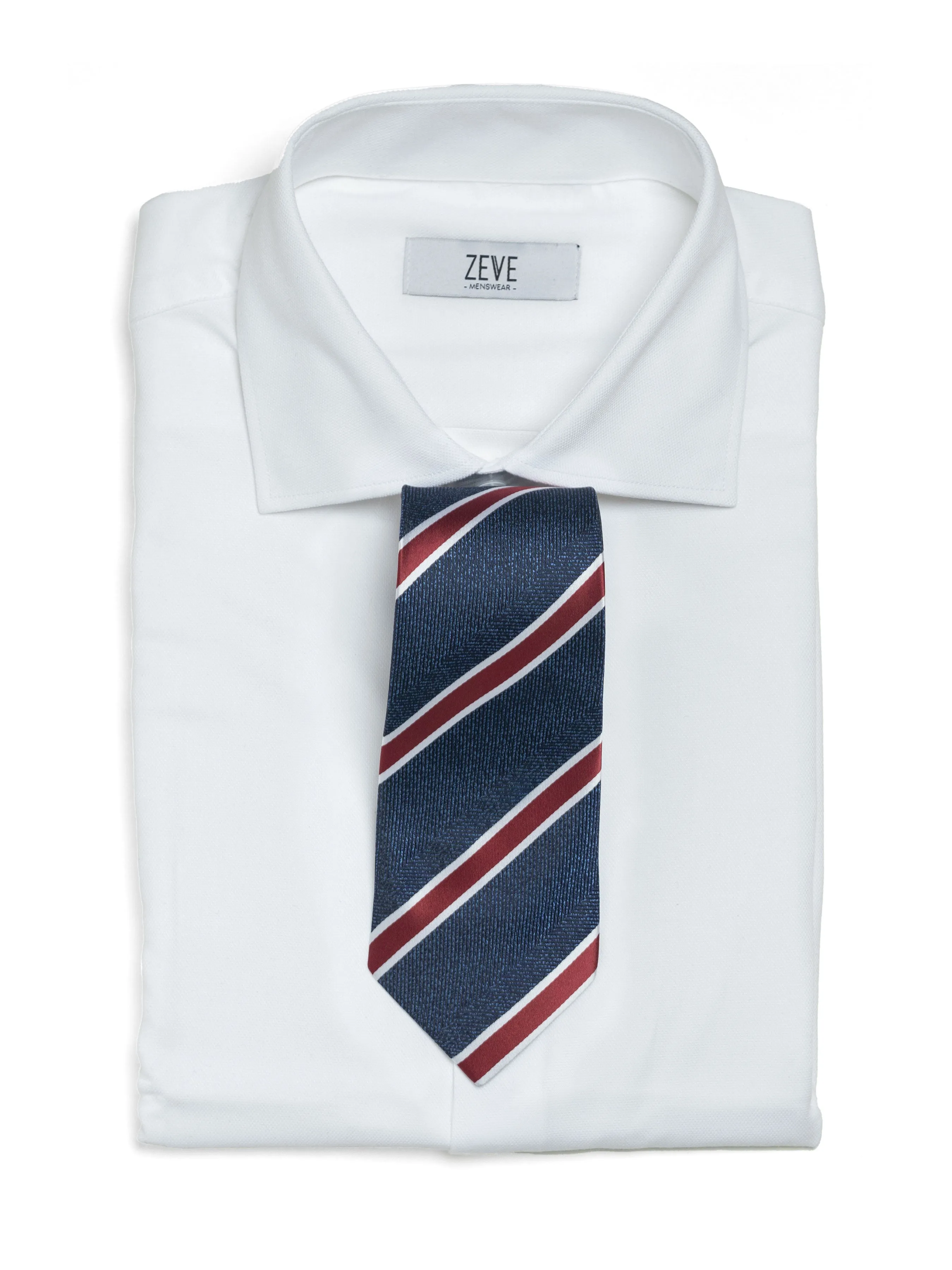 Stripes Tie - Navy Blue with Red Line