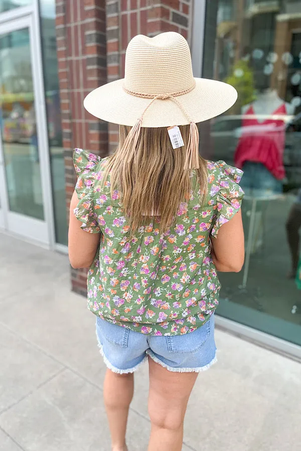 Summer Days Green Floral Top