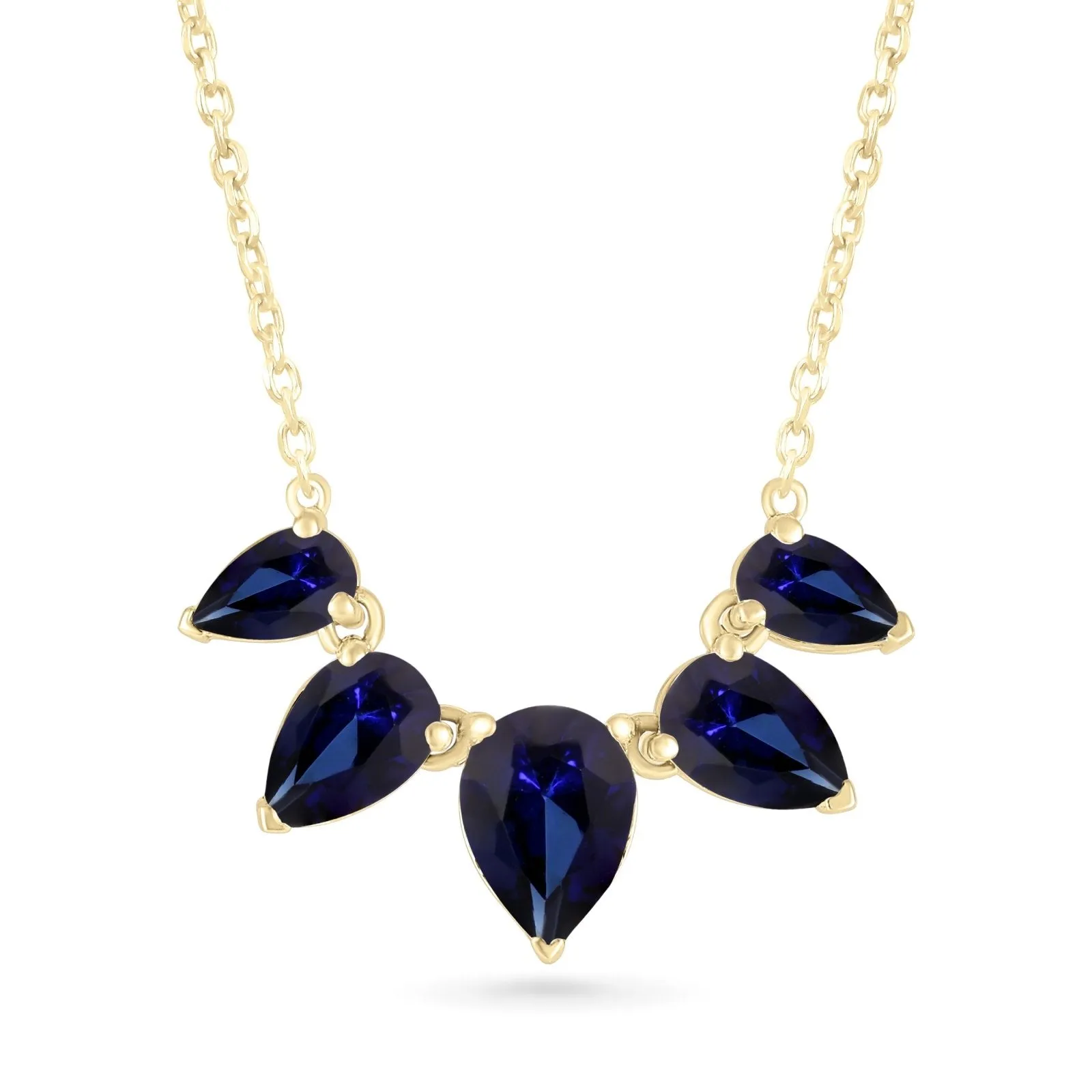 Teardrop Shaped Blue Sapphire Necklace