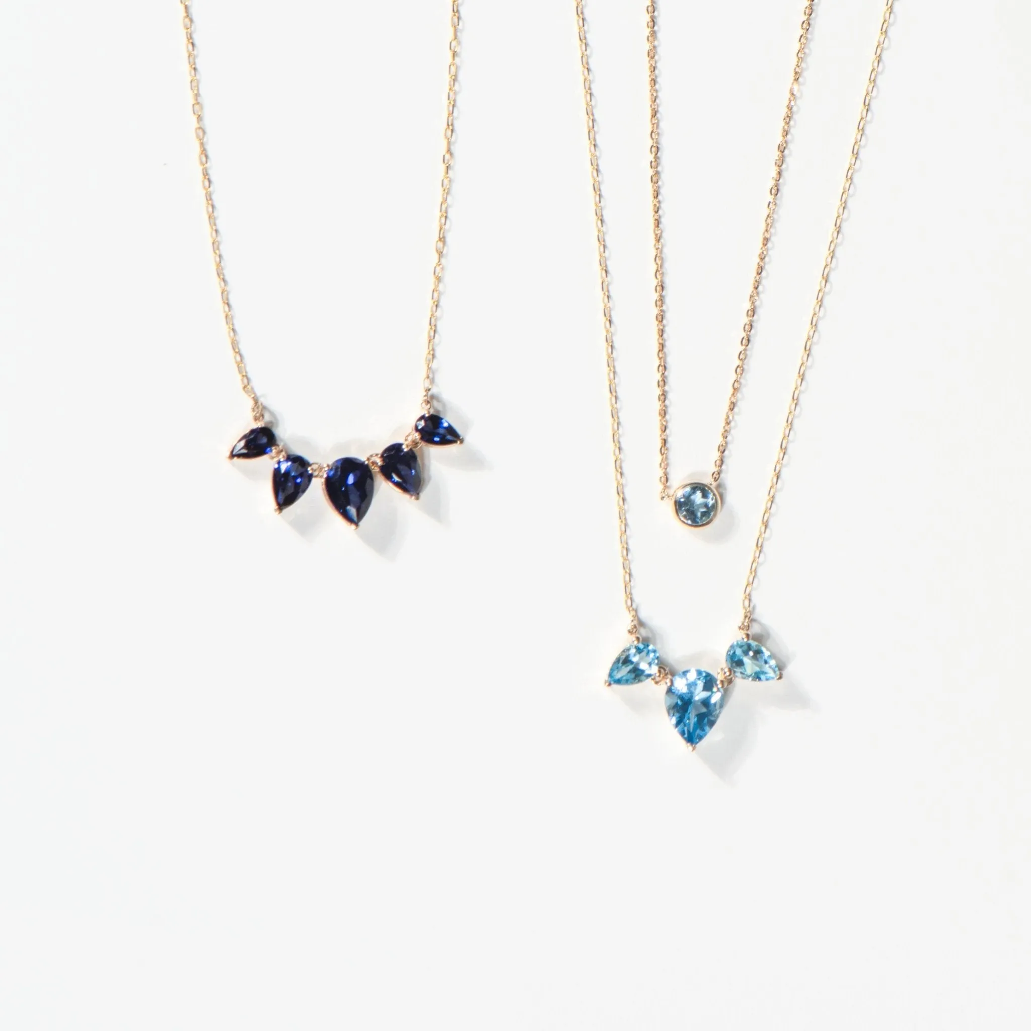 Teardrop Shaped Blue Sapphire Necklace