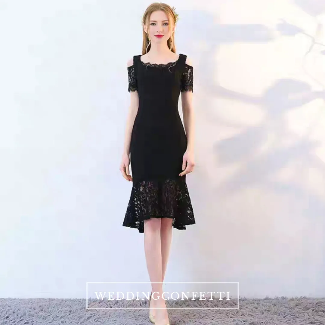 The Keridia Off Shoulder Black / Red Lace Dress (Available In 2 Colours)