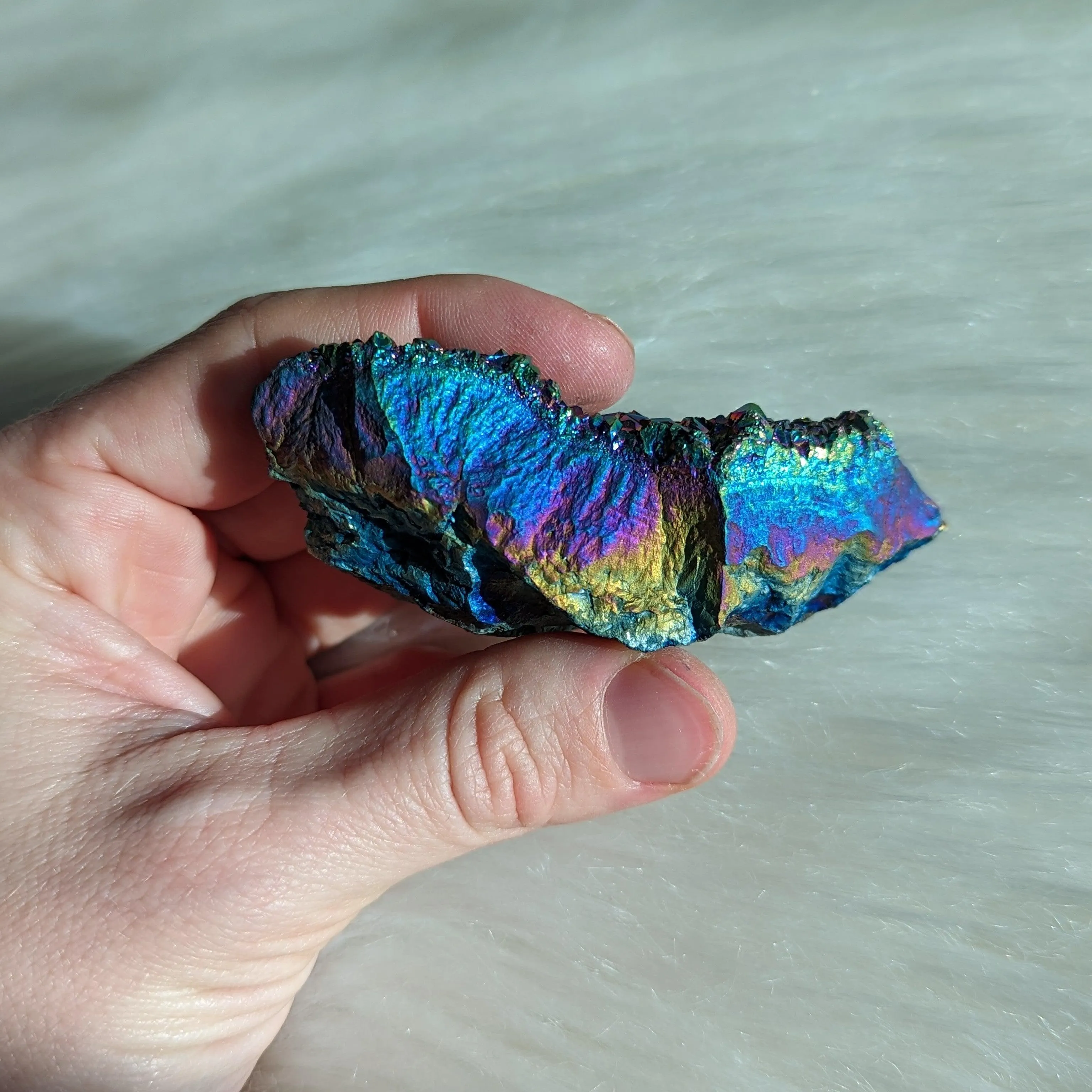 Titanium Rainbow Aura Amethyst Cluster #5 ~ Vibrant and Energetic