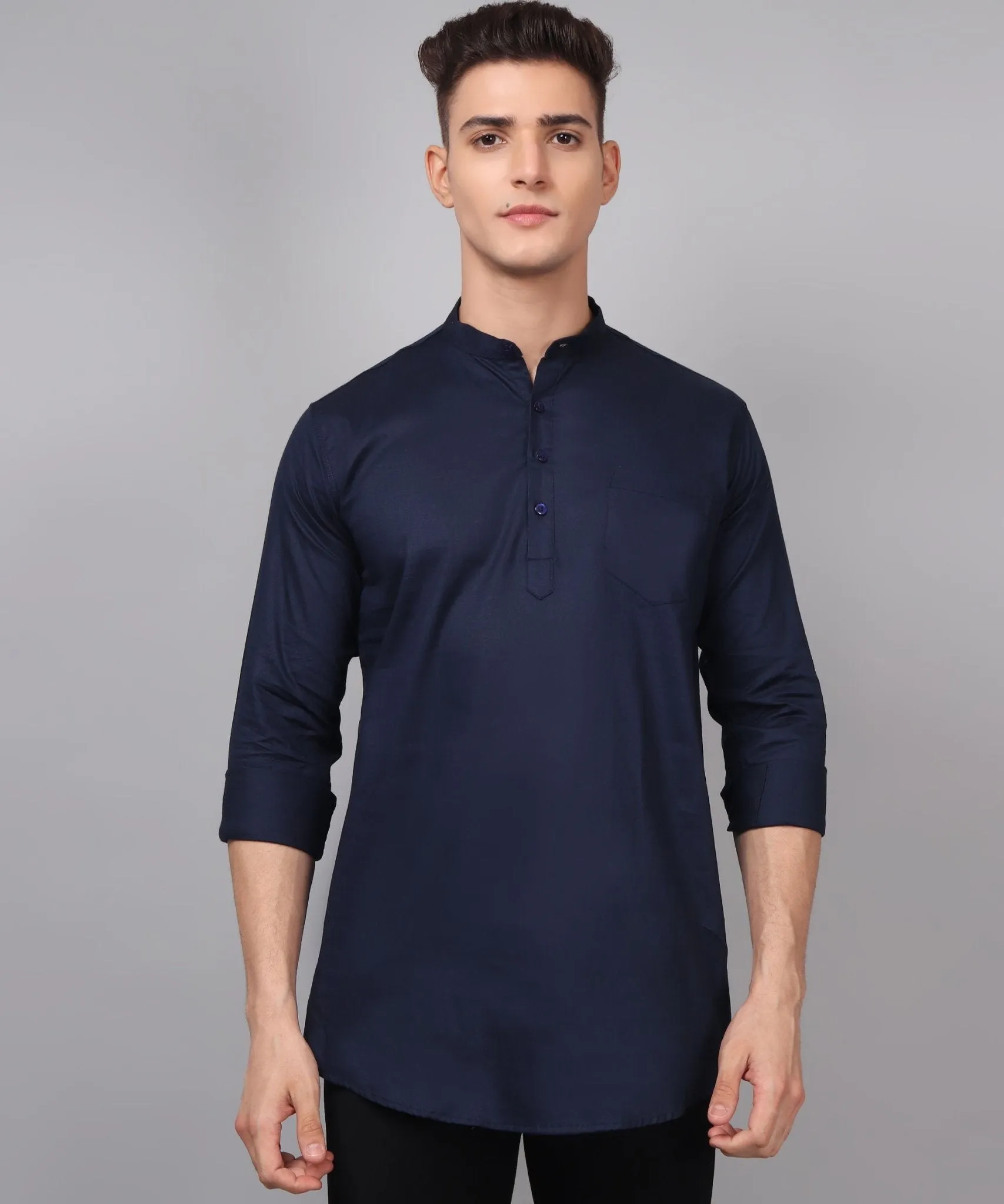 TryBuy Premium Ethnic Navy Blue Kurta for Men