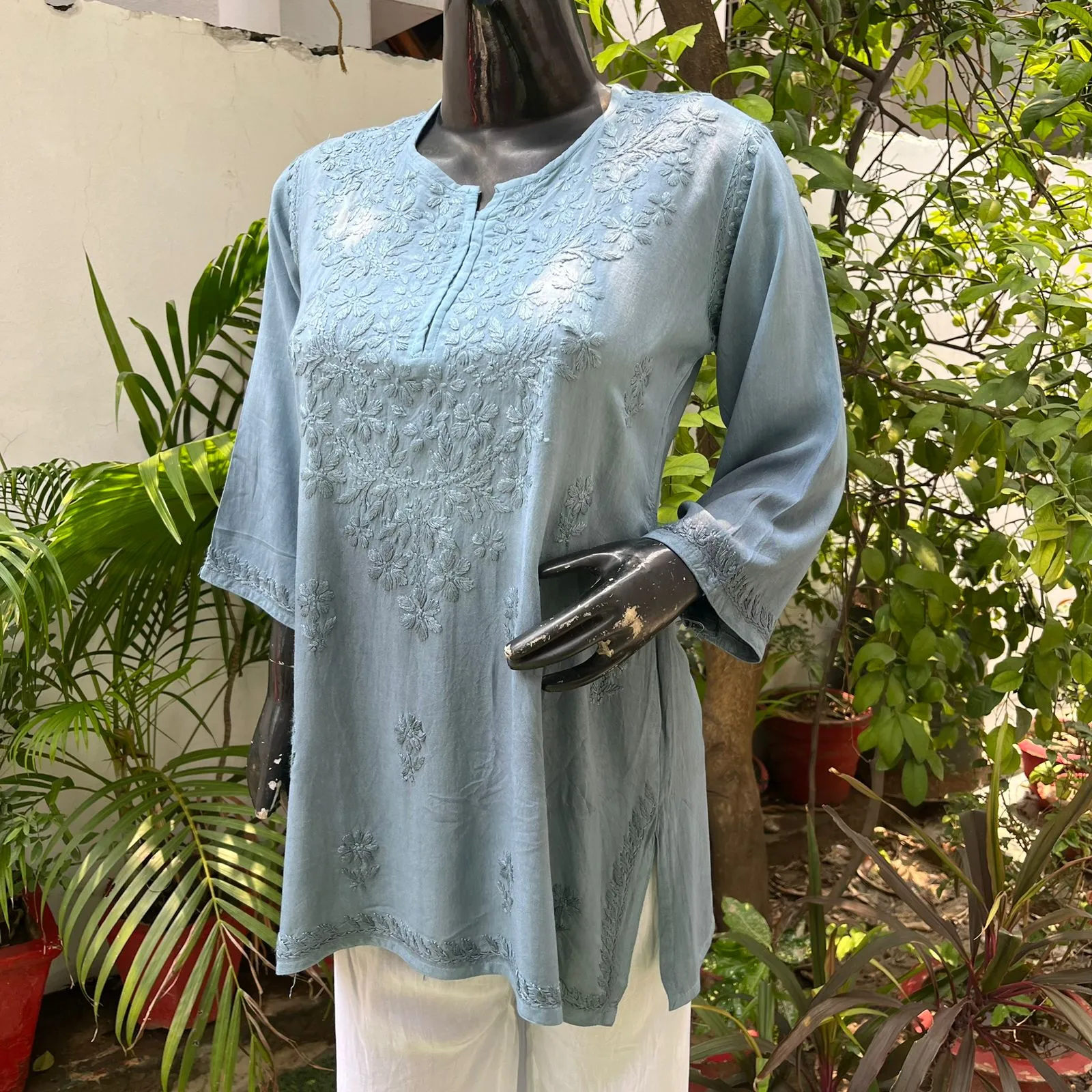 Vibha Ombre Chikankari Short Top