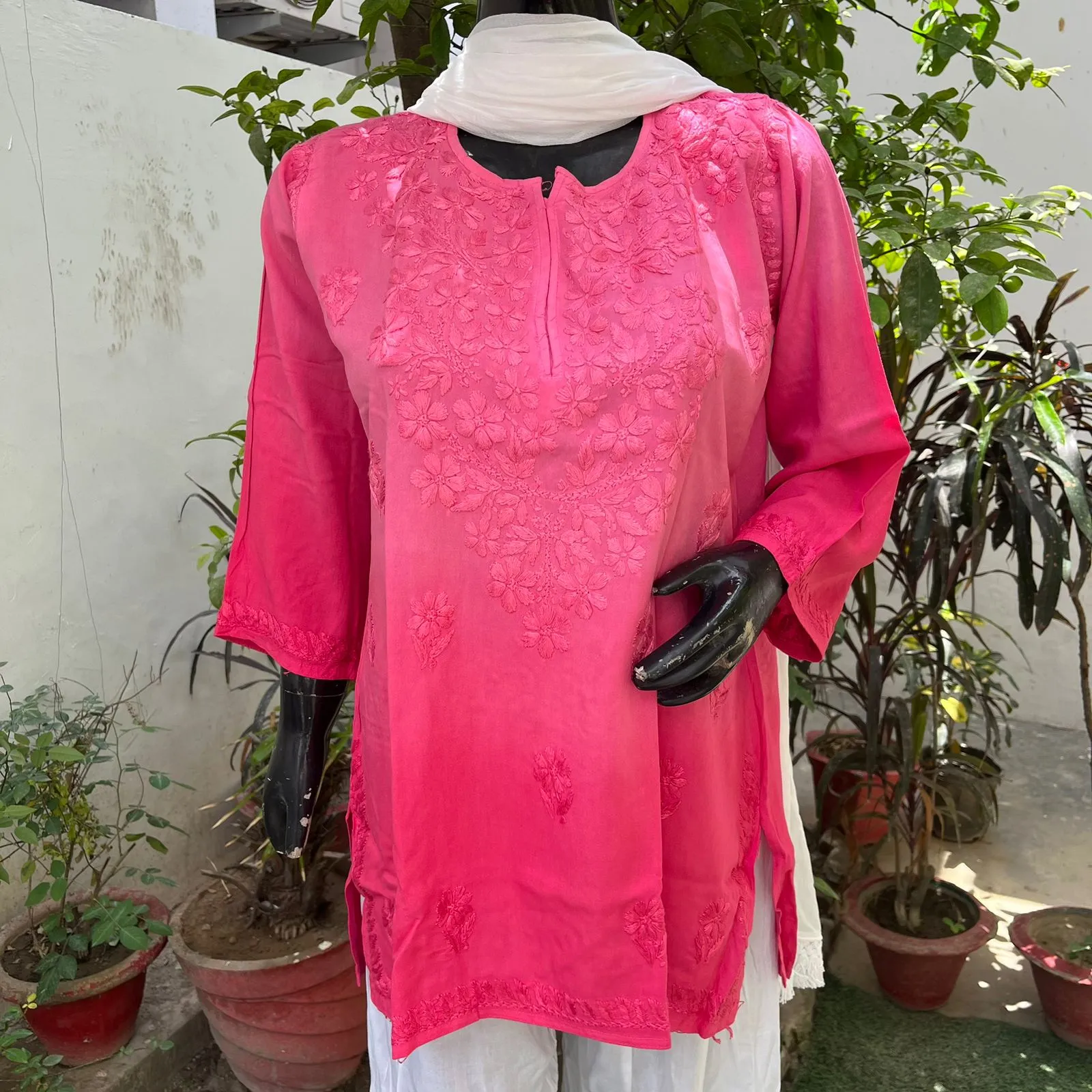 Vibha Ombre Chikankari Short Top