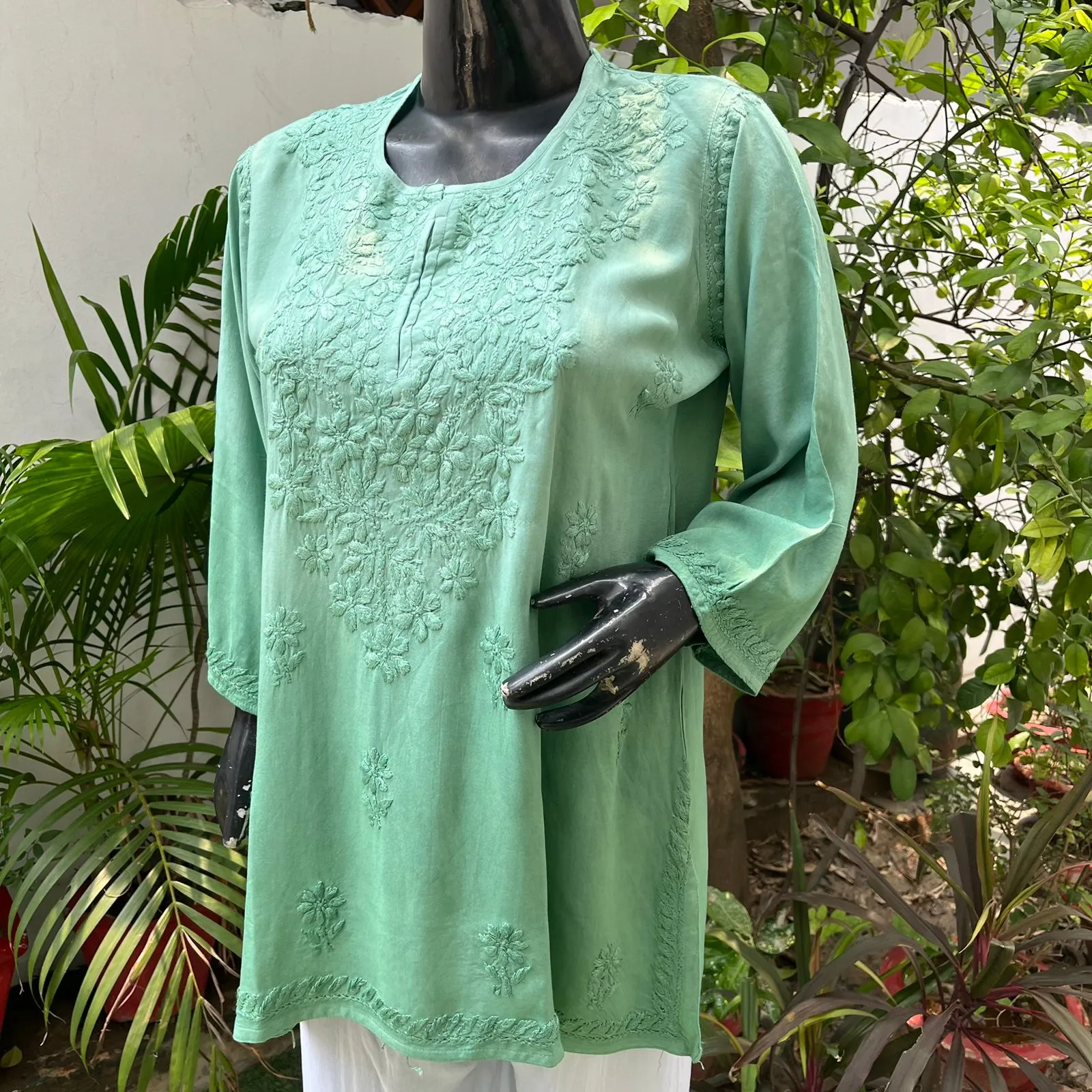 Vibha Ombre Chikankari Short Top