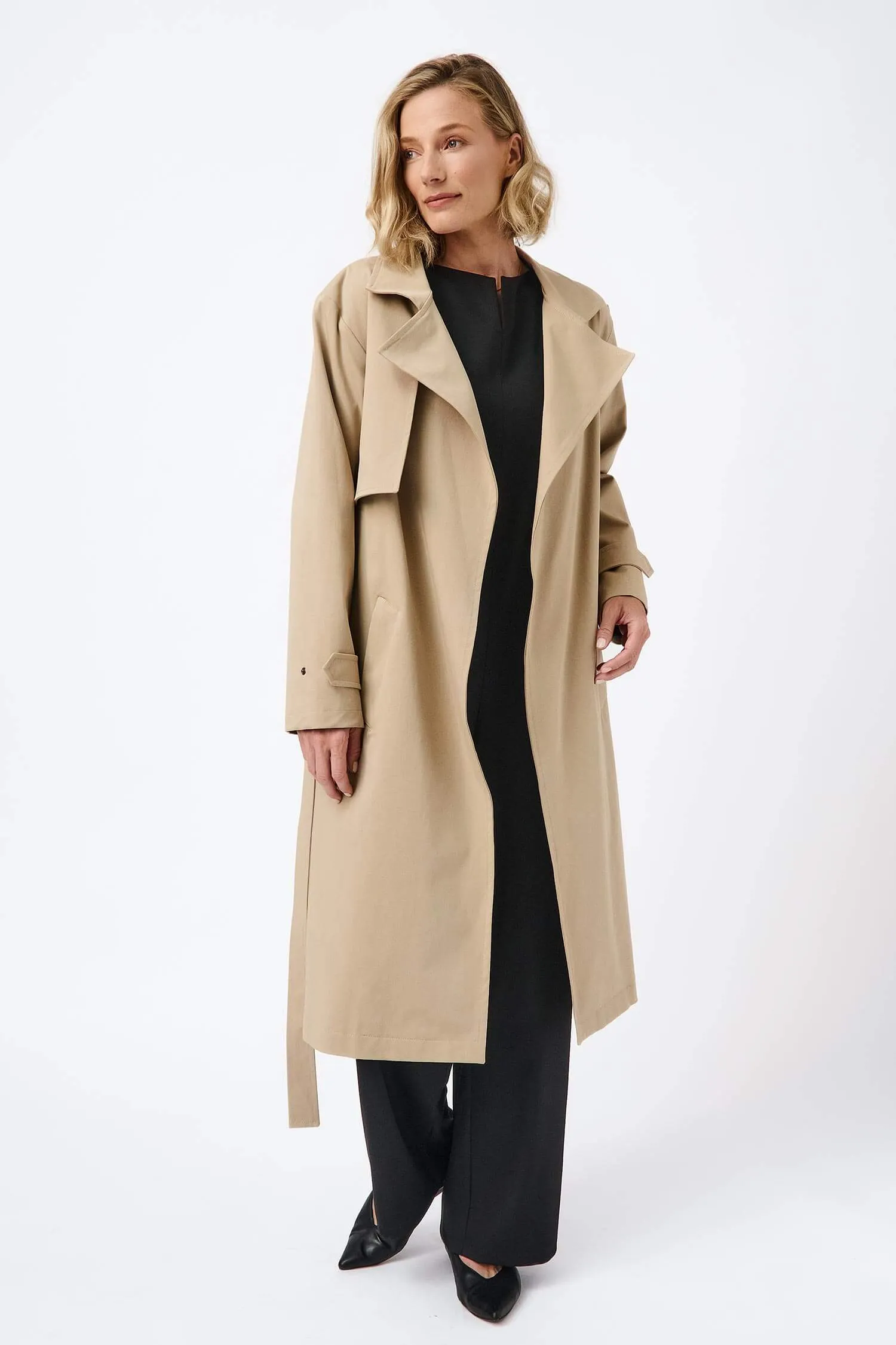 Water-Resistant Classic Organic Cotton Trench Coat | Beige