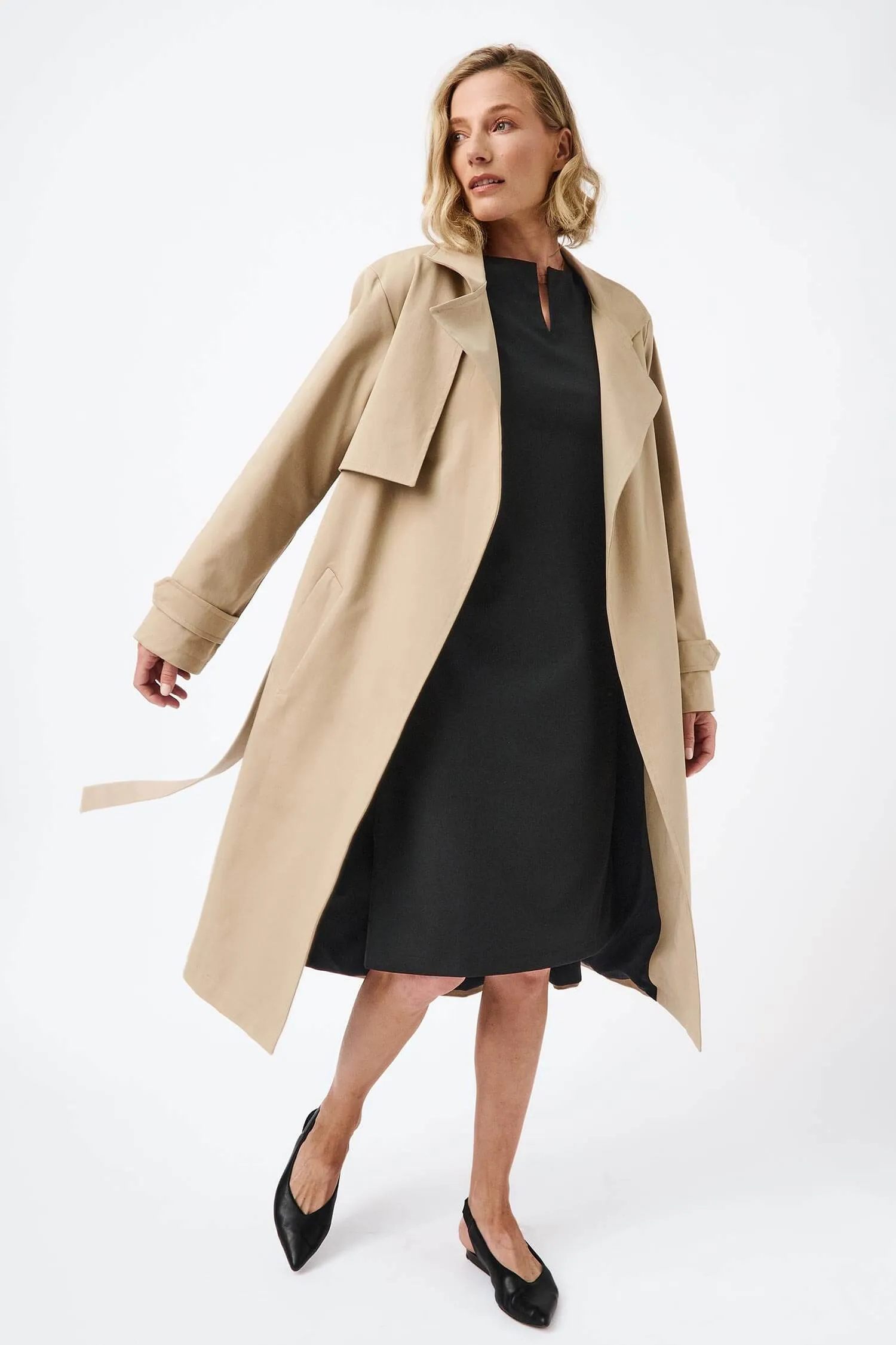 Water-Resistant Classic Organic Cotton Trench Coat | Beige