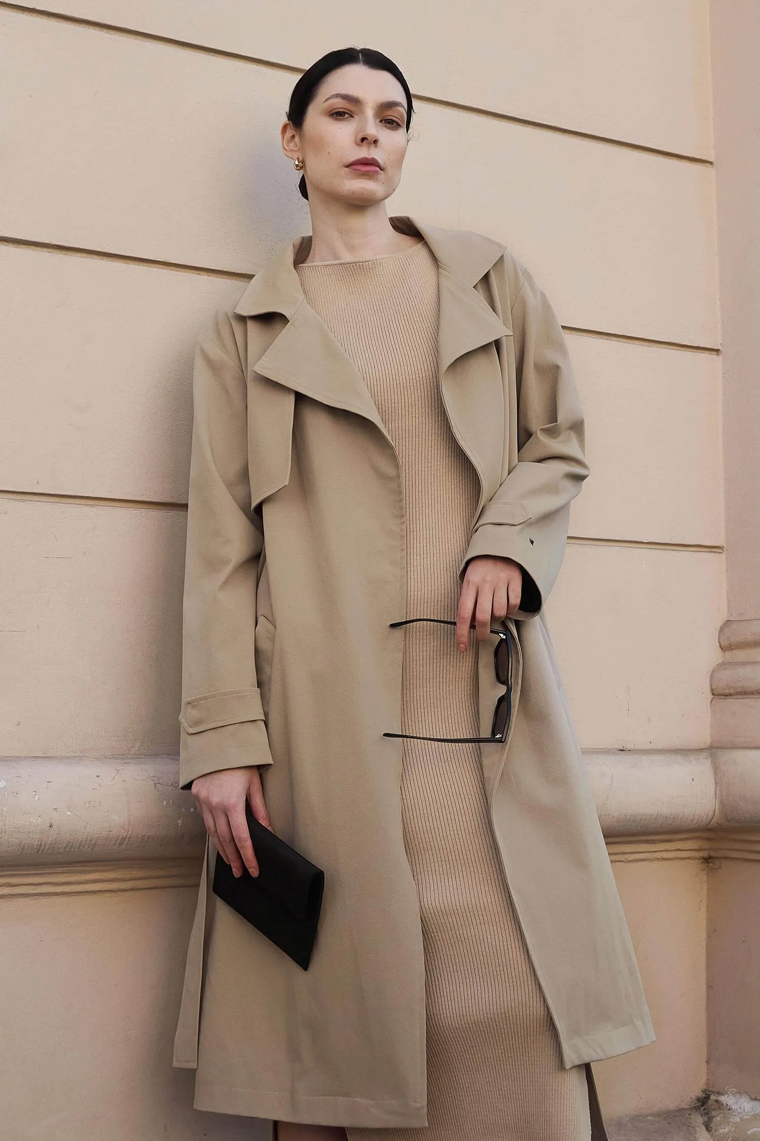 Water-Resistant Classic Organic Cotton Trench Coat | Beige