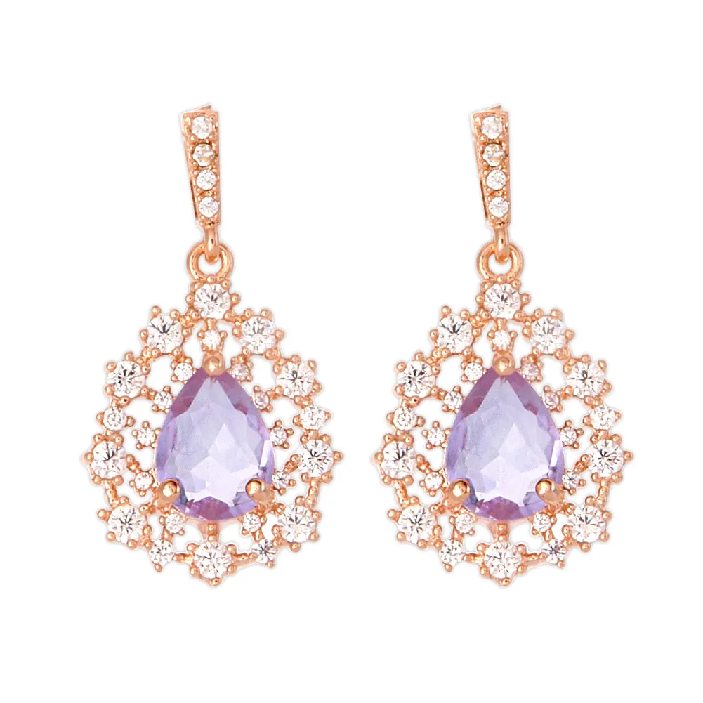 Wedding CZ Teardrop Crystal Dangle Earrings