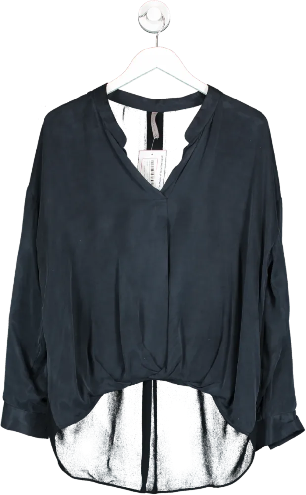 Yaya Women Blue Soft Tunic Blouse With Long Sleeves UK 12