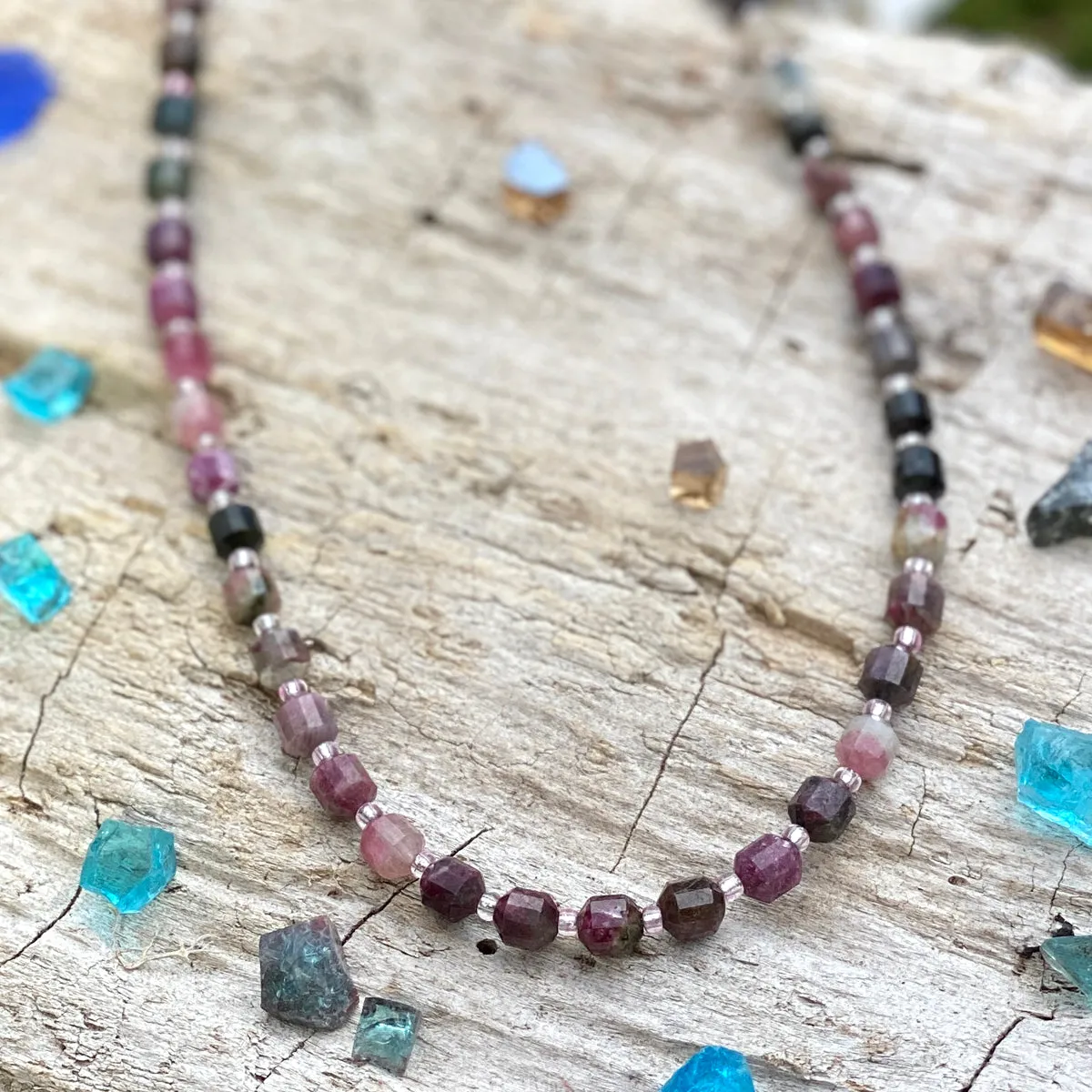 Yoga Themed Jewelry Set for Her with Tourmaline for Understanding